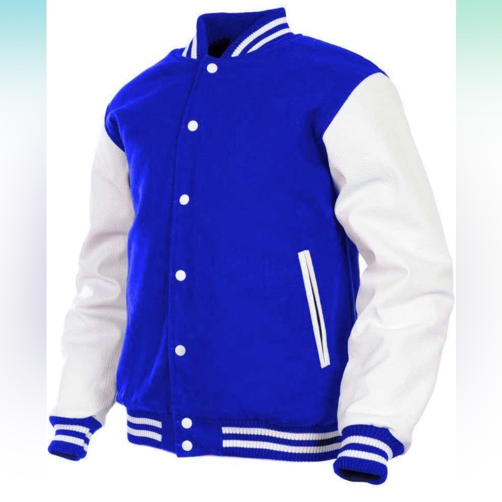 Men's Varsity Jacket Genuine Leather Sleeve and Wool Blend Letterman jacket